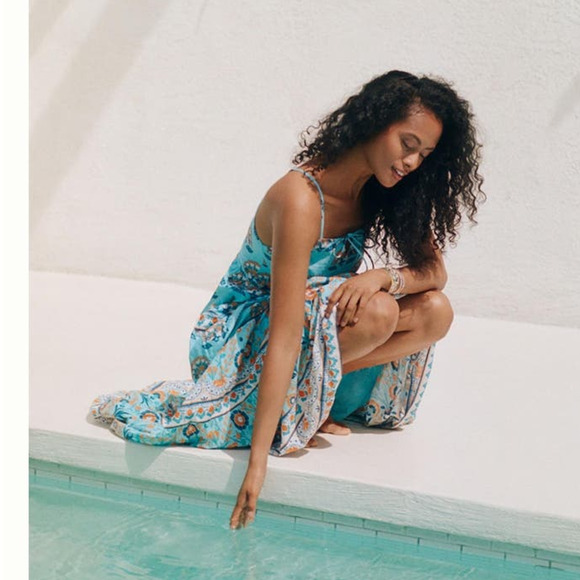 New Anthropologie Celina Moon Harriet Maxi Dress $199 SMALL Boho Blue Tasseled - Picture 3 of 7